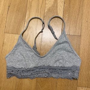 Aerie ribbed lace scoop bralette size small medium heather gray